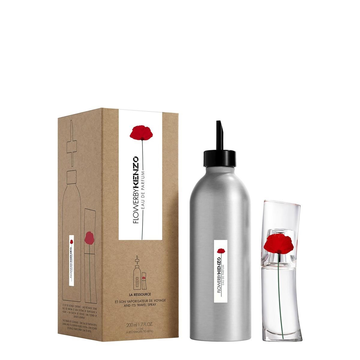 KENZO Flower By Kenzo - Set Recarga Eau De Parfum Recambio de 200 ml + botella de 15 ml para rellenar - Imagen 1
